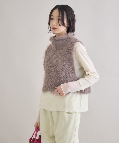 Paradise Picnic（パラダイスピクニック）の「スタンド衿ニットベスト（ベスト・レディース・チャコールグレー/モカ/ピンク・FREE）」の12枚目の写真