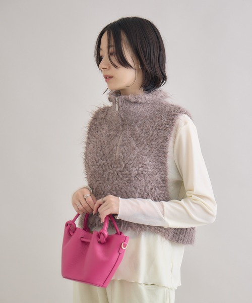 Paradise Picnic（パラダイスピクニック）の「スタンド衿ニットベスト（ベスト・レディース・チャコールグレー/モカ/ピンク・FREE）」の13枚目の写真