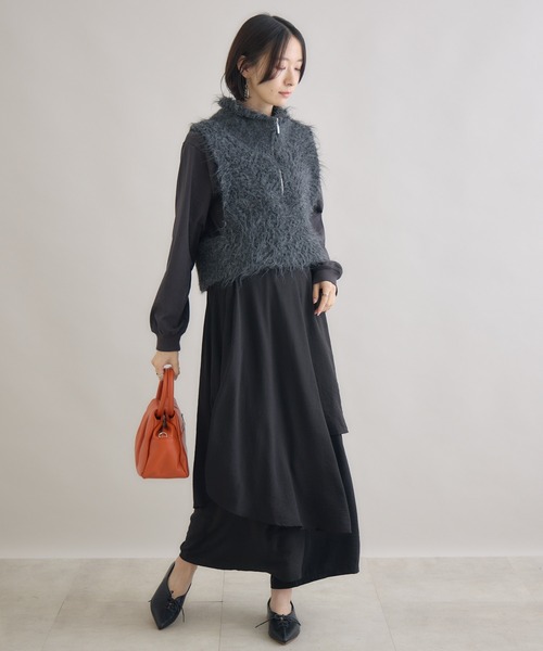 Paradise Picnic（パラダイスピクニック）の「スタンド衿ニットベスト（ベスト・レディース・チャコールグレー/モカ/ピンク・FREE）」の15枚目の写真