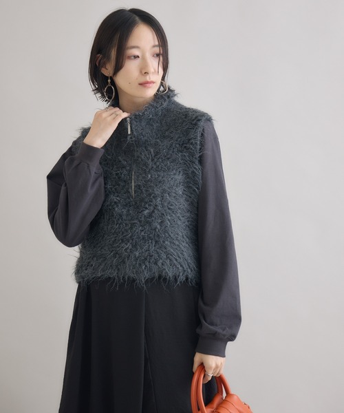 Paradise Picnic（パラダイスピクニック）の「スタンド衿ニットベスト（ベスト・レディース・チャコールグレー/モカ/ピンク・FREE）」の19枚目の写真