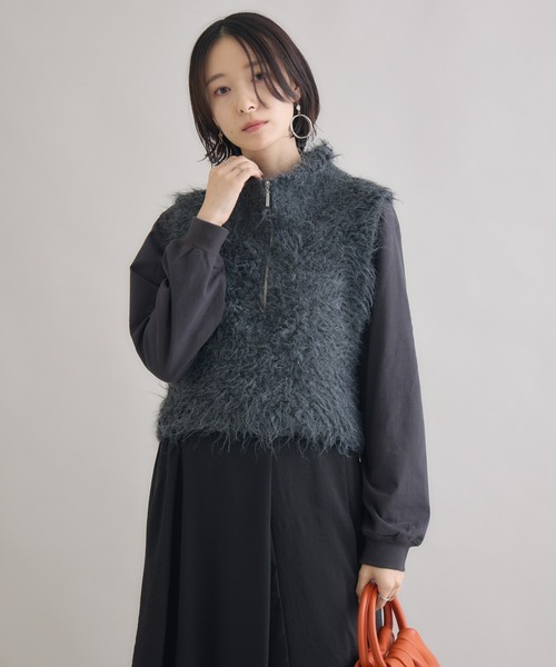 Paradise Picnic（パラダイスピクニック）の「スタンド衿ニットベスト（ベスト・レディース・チャコールグレー/モカ/ピンク・FREE）」の20枚目の写真