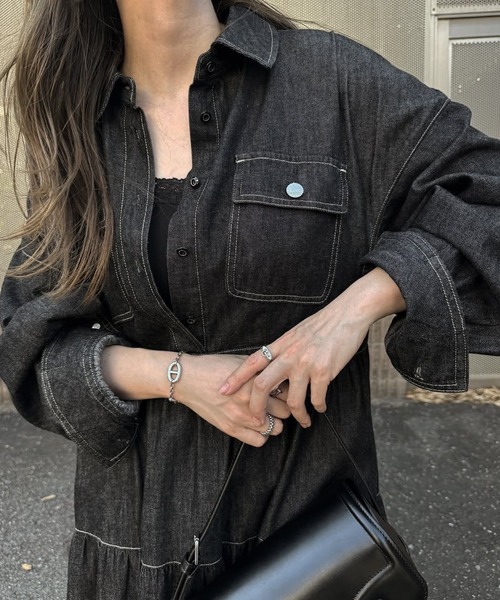 Healthy denim(ヘルシーデニム)の「【Healthy Denim × WILLFULLY】"Aphrodite" tiered denim shirt OP(ワンピース・レディース・ブラック・FREE/L)」の19枚目の写真