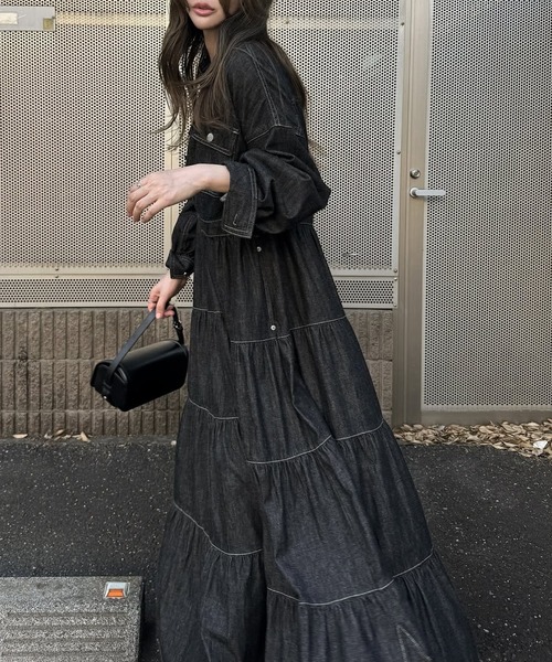 Healthy denim(ヘルシーデニム)の「【Healthy Denim × WILLFULLY】"Aphrodite" tiered denim shirt OP(ワンピース・レディース・ブラック・FREE/L)」の20枚目の写真