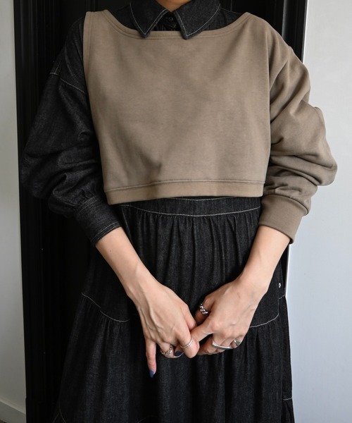 Healthy denim(ヘルシーデニム)の「【Healthy Denim × WILLFULLY】"Aphrodite" tiered denim shirt OP(ワンピース・レディース・ブラック・FREE/L)」の8枚目の写真