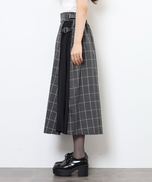 Nohea(ノヘア)の「nohea チェックプリール切替スカート(スカート・レディース・ブラック/グレー・M/L)」の13枚目の写真