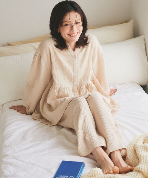 セール】【LAFUKU/ラフク】ゆったり柔らかダブルガーゼパジャマ綿100