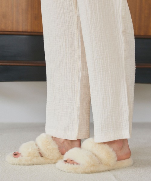 cross marche(クロスマルシェ)の「【LAFUKU/ラフク】ゆったり柔らかダブルガーゼパジャマ綿100%《上下セット》(ルームウェア/パジャマ・レディース・アイボリー/ベージュ/チャコール・LL/L/M)」の8枚目の写真