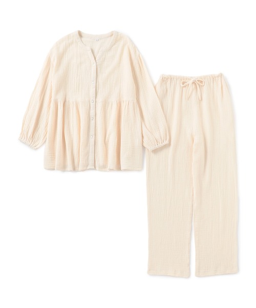 cross marche(クロスマルシェ)の「【LAFUKU/ラフク】ゆったり柔らかダブルガーゼパジャマ綿100%《上下セット》(ルームウェア/パジャマ・レディース・アイボリー/ベージュ/チャコール・LL/L/M)」の9枚目の写真