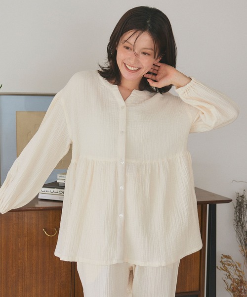 セール】【LAFUKU/ラフク】ゆったり柔らかダブルガーゼパジャマ綿100