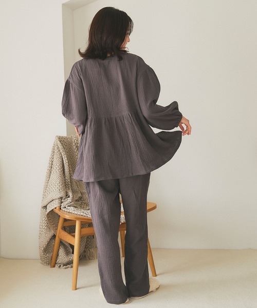 cross marche(クロスマルシェ)の「【LAFUKU/ラフク】ゆったり柔らかダブルガーゼパジャマ綿100%《上下セット》(ルームウェア/パジャマ・レディース・アイボリー/ベージュ/チャコール・LL/L/M)」の19枚目の写真