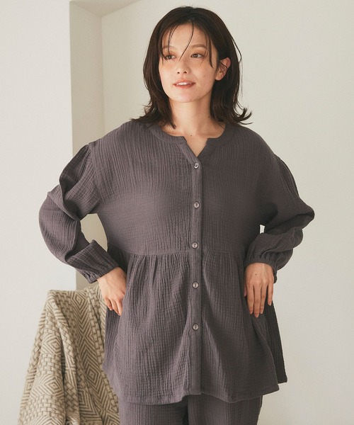 cross marche(クロスマルシェ)の「【LAFUKU/ラフク】ゆったり柔らかダブルガーゼパジャマ綿100%《上下セット》(ルームウェア/パジャマ・レディース・アイボリー/ベージュ/チャコール・LL/L/M)」の20枚目の写真