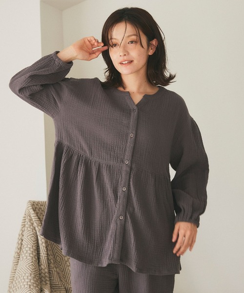 cross marche(クロスマルシェ)の「【LAFUKU/ラフク】ゆったり柔らかダブルガーゼパジャマ綿100%《上下セット》(ルームウェア/パジャマ・レディース・アイボリー/ベージュ/チャコール・LL/L/M)」の21枚目の写真