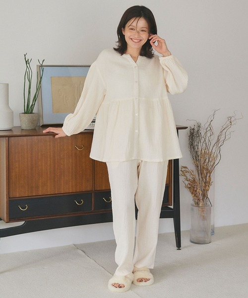 セール】【LAFUKU/ラフク】ゆったり柔らかダブルガーゼパジャマ綿100