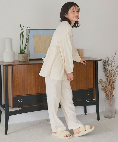 セール】【LAFUKU/ラフク】ゆったり柔らかダブルガーゼパジャマ綿100