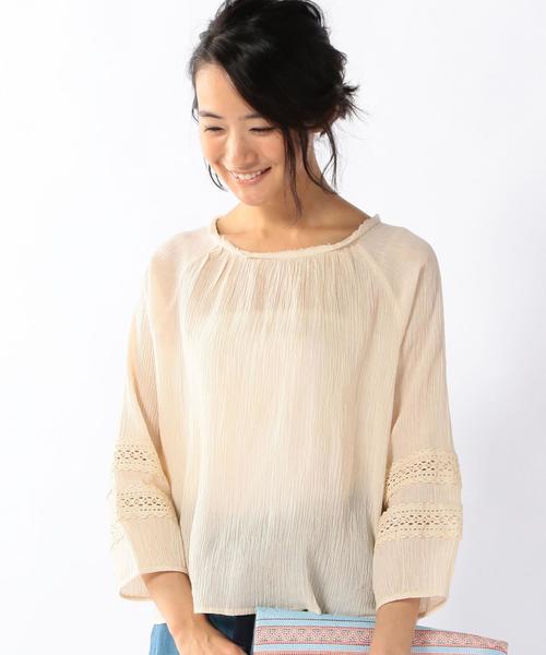 coen（コーエン）の「【Market】楊柳レースブラウス（シャツ/ブラウス・レディース・ベージュ/ホワイト・MEDIUM/LARGE）」の8枚目の写真