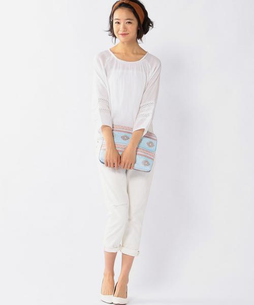 coen（コーエン）の「【Market】楊柳レースブラウス（シャツ/ブラウス・レディース・ベージュ/ホワイト・MEDIUM/LARGE）」の3枚目の写真