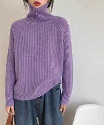 リブニット」に該当するパープル/紫色系のファッション通販