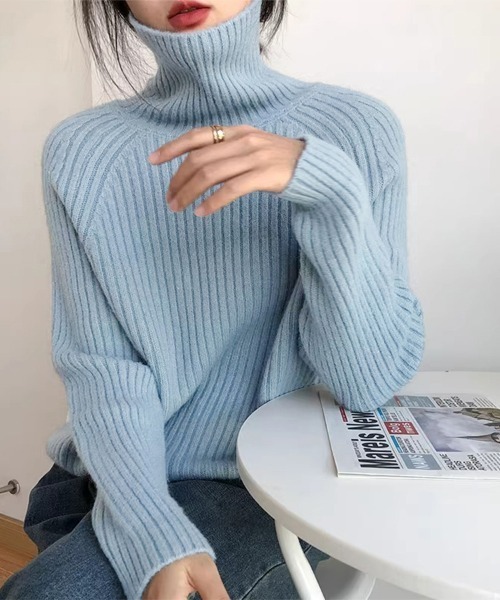 セール】厚手リブ編みハイネックニット（ニット/セーター）｜ONEP STAR
