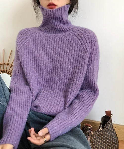 セール】厚手リブ編みハイネックニット（ニット/セーター）｜ONEP STAR