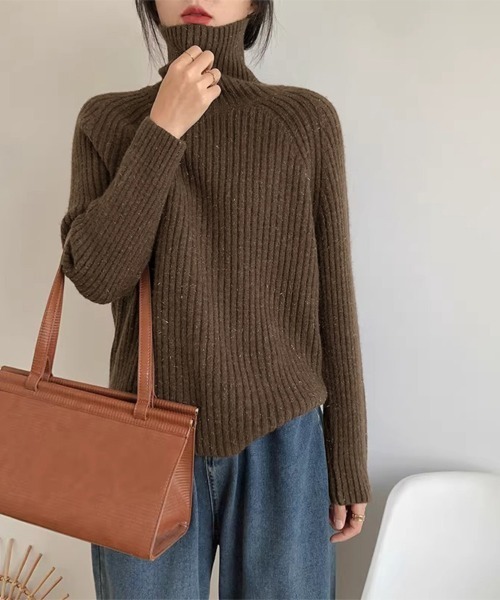 セール】厚手リブ編みハイネックニット（ニット/セーター）｜ONEP STAR