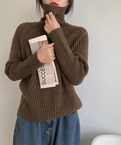 セール】厚手リブ編みハイネックニット（ニット/セーター）｜ONEP STAR