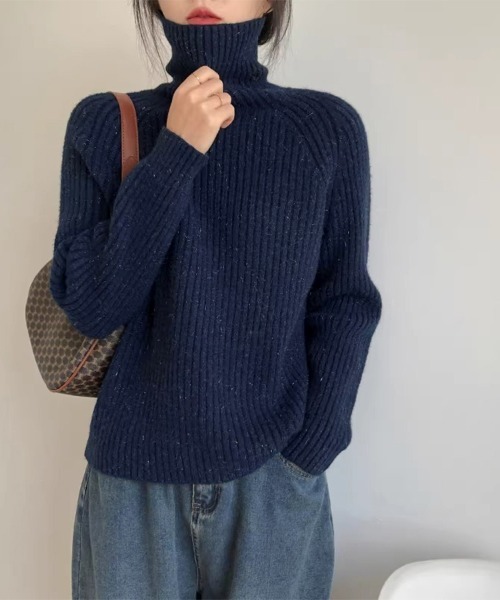 セール】厚手リブ編みハイネックニット（ニット/セーター）｜ONEP STAR