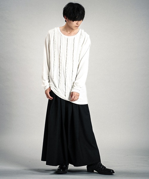 NO ID.（ノーアイディ）の「【NO ID.】Rope Jacquard Frill Pullover / ロープ ジャカード フリル プルオーバー（Tシャツ/カットソー・メンズ・ホワイト/ブラック・1/2）」の20枚目の写真