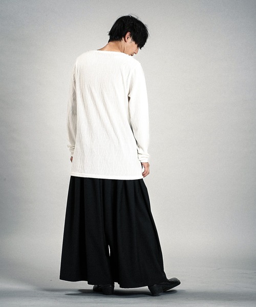 NO ID.（ノーアイディ）の「【NO ID.】Rope Jacquard Frill Pullover / ロープ ジャカード フリル プルオーバー（Tシャツ/カットソー・メンズ・ホワイト/ブラック・1/2）」の12枚目の写真