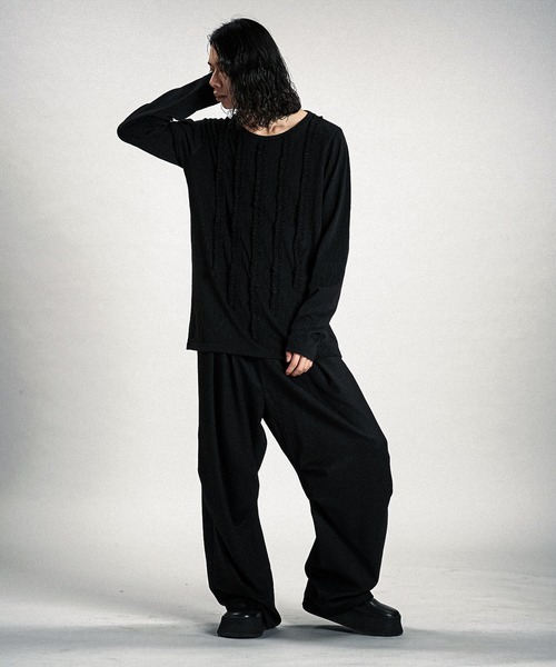 NO ID.（ノーアイディ）の「【NO ID.】Rope Jacquard Frill Pullover / ロープ ジャカード フリル プルオーバー（Tシャツ/カットソー・メンズ・ホワイト/ブラック・1/2）」の15枚目の写真