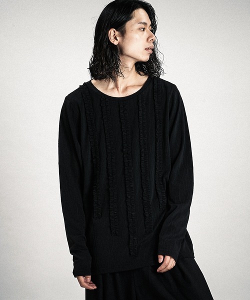 NO ID.（ノーアイディ）の「【NO ID.】Rope Jacquard Frill Pullover / ロープ ジャカード フリル プルオーバー（Tシャツ/カットソー・メンズ・ホワイト/ブラック・1/2）」の17枚目の写真