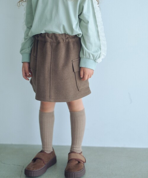 green label relaxing(グリーンレーベルリラクシング)の「カーゴ スカート / キッズ 100cm-160cm(スカート・キッズ・ダークブラウン/ライトグレー・130cm/100cm/110cm/120cm/150cm/140cm/160cm)」の1枚目の写真