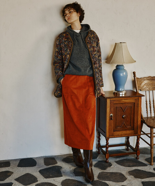 Freada（フリーダ）の「Freada/フリーダ スエーディ スカート（スカート・レディース・オレンジ/ダークブラウン・ONE SIZE）」の3枚目の写真