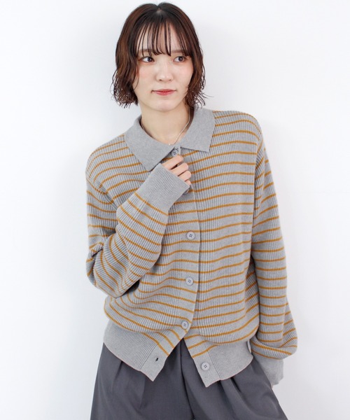 セール】《26SS 新色追加》襟付きボーダーニット（ニット/セーター