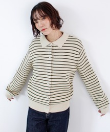 ブラック ホワイト 襟付き ニット　値下げ カシミア混襟付きニット(ニットプルオーバー)｜TOPS（トップス