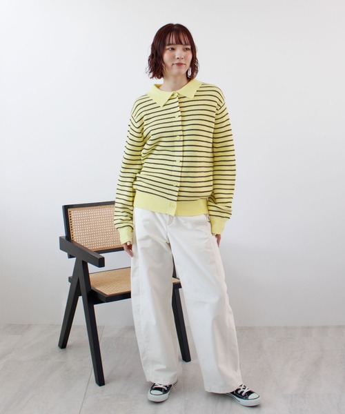 ABYS(アビス)の「《26SS 新色追加》襟付きボーダーニット(ニット/セーター・レディース・ネイビー/ブラウン/レッド/グレー/アイボリー/イエロー/ブルー・FREE)」の14枚目の写真