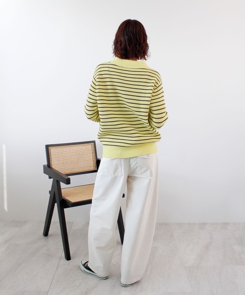 ABYS(アビス)の「《26SS 新色追加》襟付きボーダーニット(ニット/セーター・レディース・ネイビー/ブラウン/レッド/グレー/アイボリー/イエロー/ブルー・FREE)」の18枚目の写真