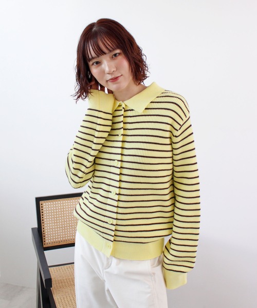 セール】《26SS 新色追加》襟付きボーダーニット（ニット/セーター