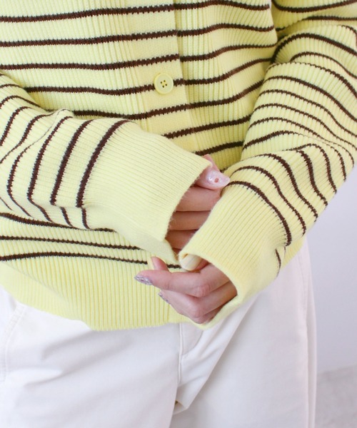 ABYS(アビス)の「《26SS 新色追加》襟付きボーダーニット(ニット/セーター・レディース・ネイビー/ブラウン/レッド/グレー/アイボリー/イエロー/ブルー・FREE)」の13枚目の写真