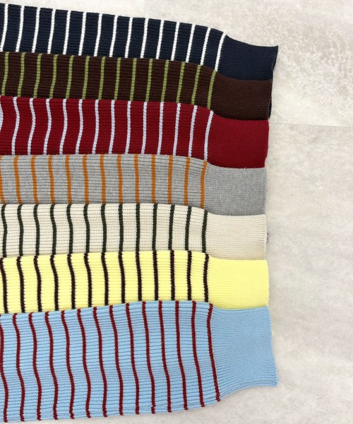 ABYS(アビス)の「《26SS 新色追加》襟付きボーダーニット(ニット/セーター・レディース・ネイビー/ブラウン/レッド/グレー/アイボリー/イエロー/ブルー・FREE)」の9枚目の写真