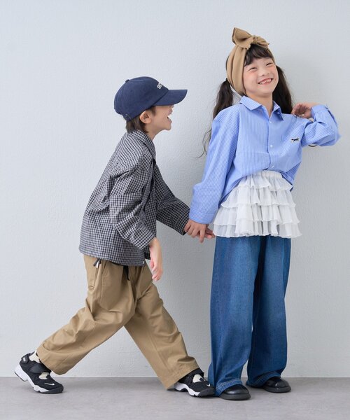 PENNEYS（ぺニーズ）の「【KIDS】【FOX×TYPY】チェックオーバーシャツ（シャツ/ブラウス・キッズ・サックスブルー/オフホワイト/ブラック・110/130/150）」の7枚目の写真