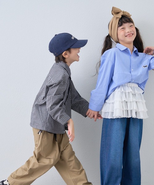 PENNEYS（ぺニーズ）の「【KIDS】【FOX×TYPY】チェックオーバーシャツ（シャツ/ブラウス・キッズ・サックスブルー/オフホワイト/ブラック・110/130/150）」の2枚目の写真