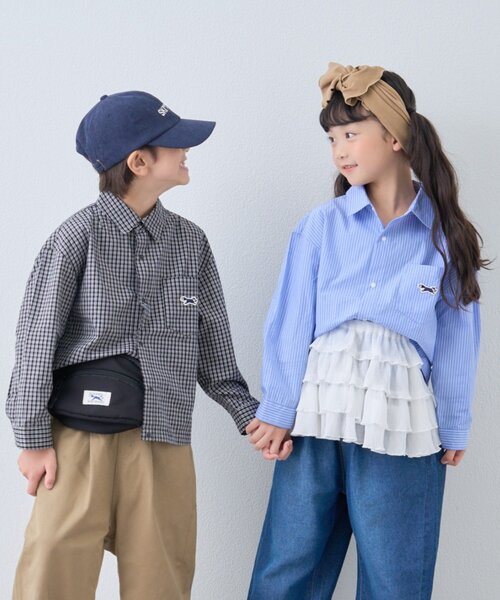 PENNEYS（ぺニーズ）の「【KIDS】【FOX×TYPY】チェックオーバーシャツ（シャツ/ブラウス・キッズ・サックスブルー/オフホワイト/ブラック・110/130/150）」の4枚目の写真