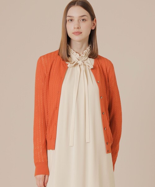 MACKINTOSH LONDON（マッキントッシュ ロンドン）の「クリアニットレーシーカーディガン（カーディガン/ボレロ・レディース・オレンジ/グリーン/ブラウン/ブラック・38/40）」の4枚目の写真