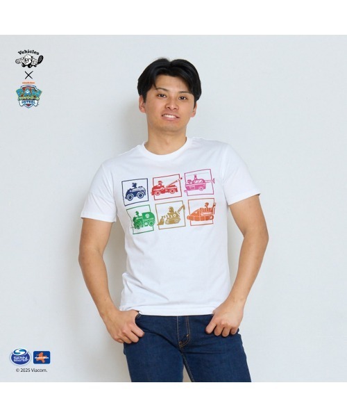 Vehicles(ビークルズ)の「パウパトロール 子供服 グラフィック半袖Tシャツオールビークルズホワイト オールビークルズ(Tシャツ/カットソー・レディース・ホワイト・womens free/MEDIUM/LARGE)」の1枚目の写真