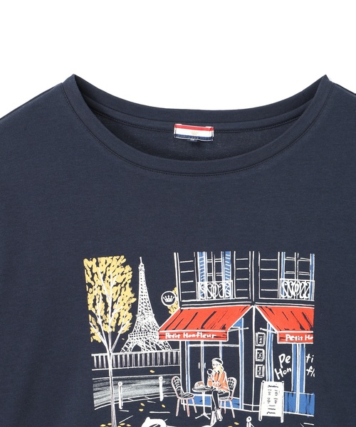 Petit Honfleur（プチオンフルール）の「パリプリントロンT【イワイリナコラボ・綿100%】（Tシャツ/カットソー・レディース・グレー/ネイビー・M/L）」の5枚目の写真