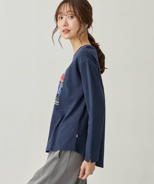 Petit Honfleur（プチオンフルール）の「パリプリントロンT【イワイリナコラボ・綿100%】（Tシャツ/カットソー・レディース・グレー/ネイビー・M/L）」の15枚目の写真