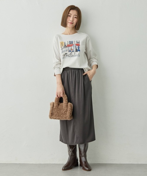 Petit Honfleur（プチオンフルール）の「パリプリントロンT【イワイリナコラボ・綿100%】（Tシャツ/カットソー・レディース・グレー/ネイビー・M/L）」の20枚目の写真