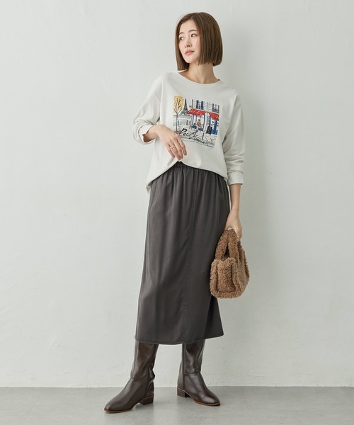 Petit Honfleur（プチオンフルール）の「パリプリントロンT【イワイリナコラボ・綿100%】（Tシャツ/カットソー・レディース・グレー/ネイビー・M/L）」の21枚目の写真