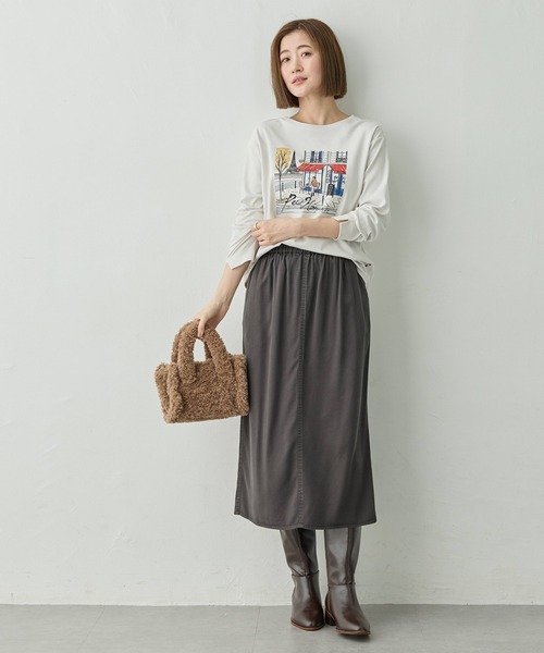 Petit Honfleur（プチオンフルール）の「パリプリントロンT【イワイリナコラボ・綿100%】（Tシャツ/カットソー・レディース・グレー/ネイビー・M/L）」の22枚目の写真