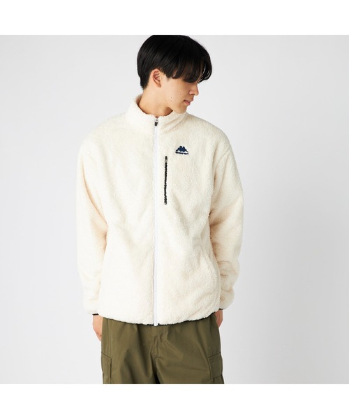 Kappa（カッパ）の「Kappa カッパ 軽量 防風 胸元ファスナーポケット付き シャギー トラックジャケット（ジャージ・メンズ・ブラック/ホワイト/ベージュ・M/L/LL）」の4枚目の写真